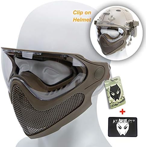 Taktische Sicherheitsmaske mit Antibeschlagbrille-Set, TAN