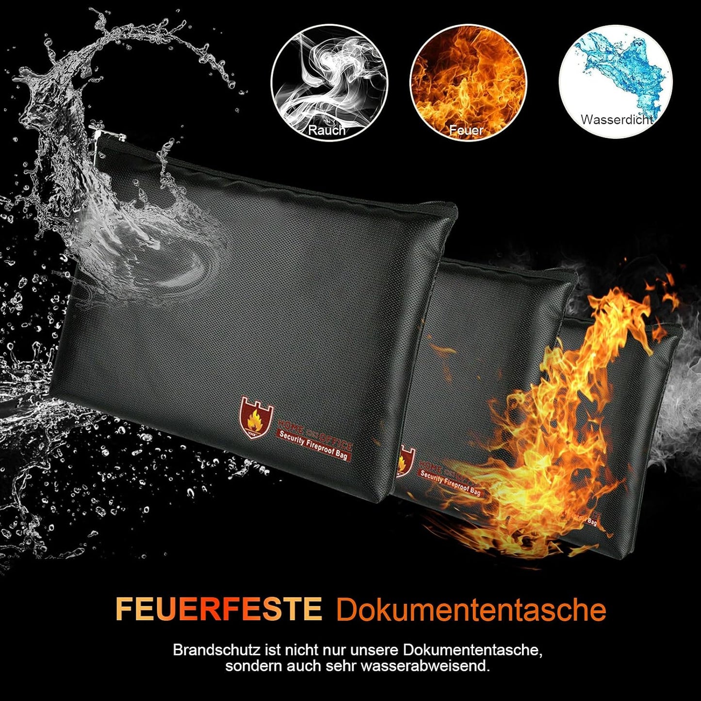 Feuerfeste Dokumententaschen-Set (2 Stück, wasserdicht), L+L