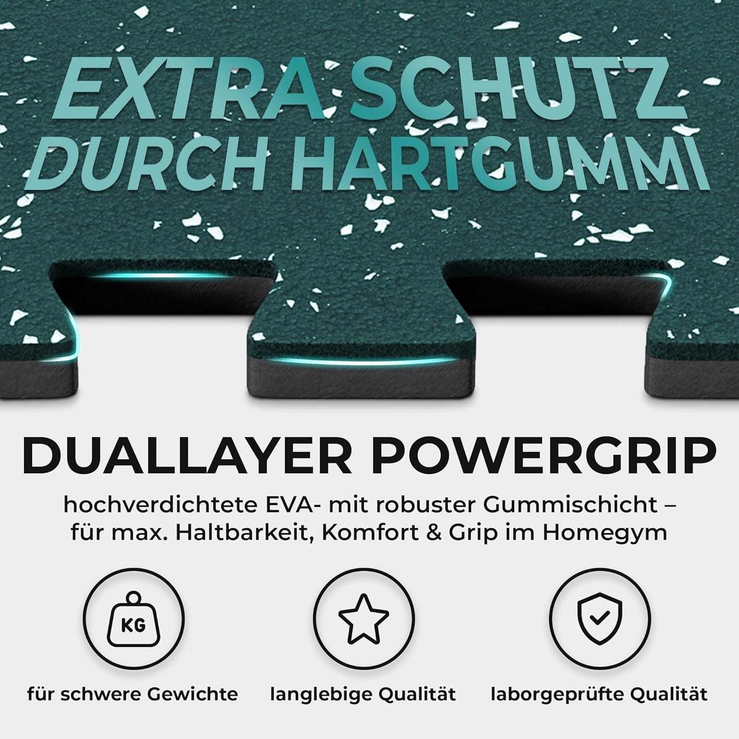 Bodenschutzmatten Set, Rubber Top | 18 Matten | 1,67 M² 30L x 30B x 1D cm