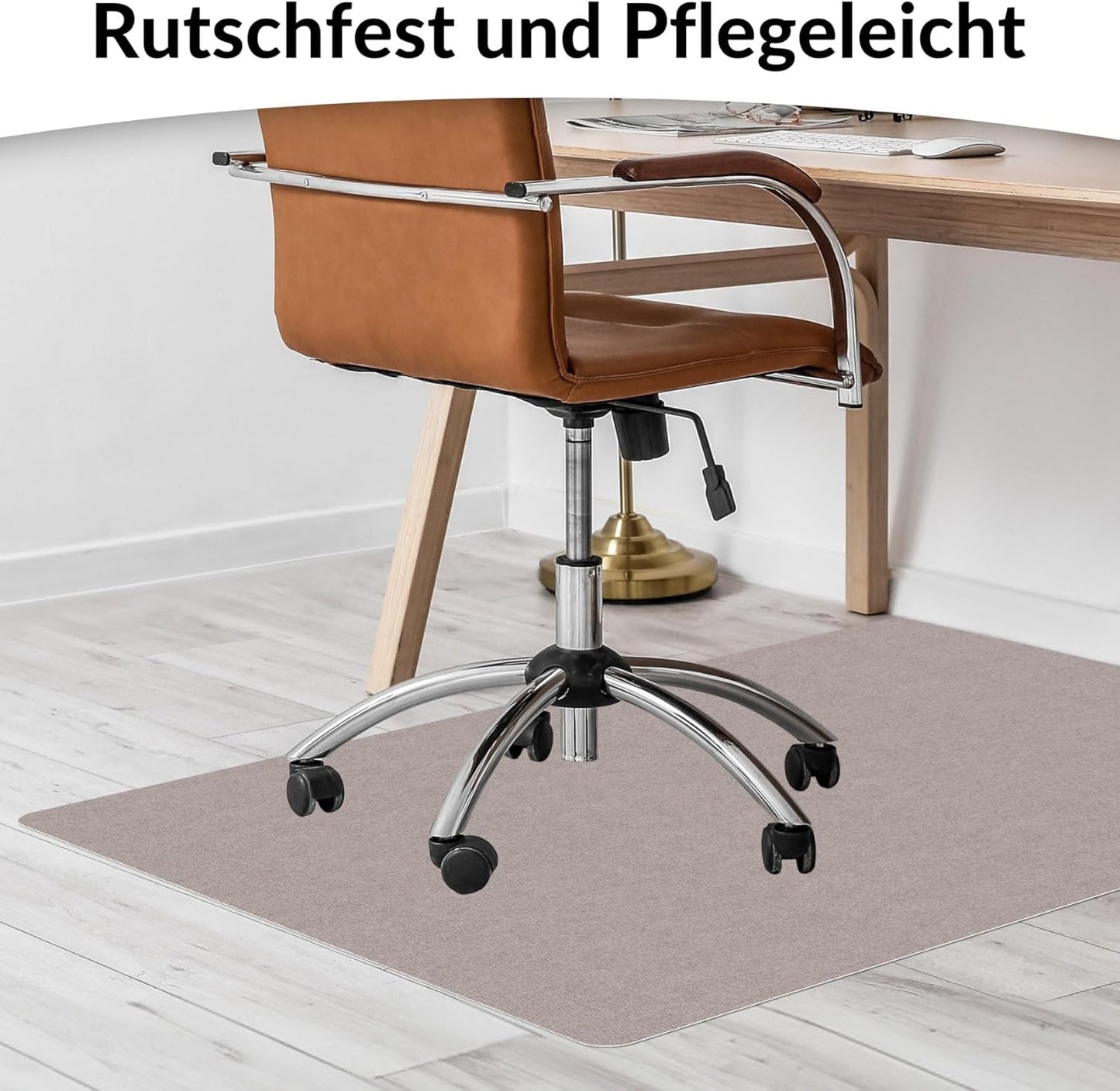 Selbsthaftende Bodenschutzmatte für Bürostuhl, 90 x 120 cm Beige