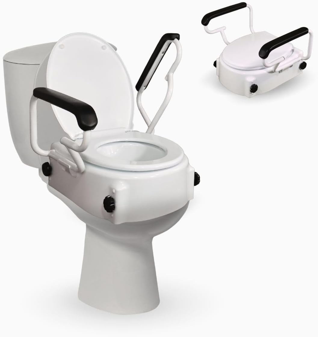 Toilettensitzerhöhung mit klappbaren Armlehnen