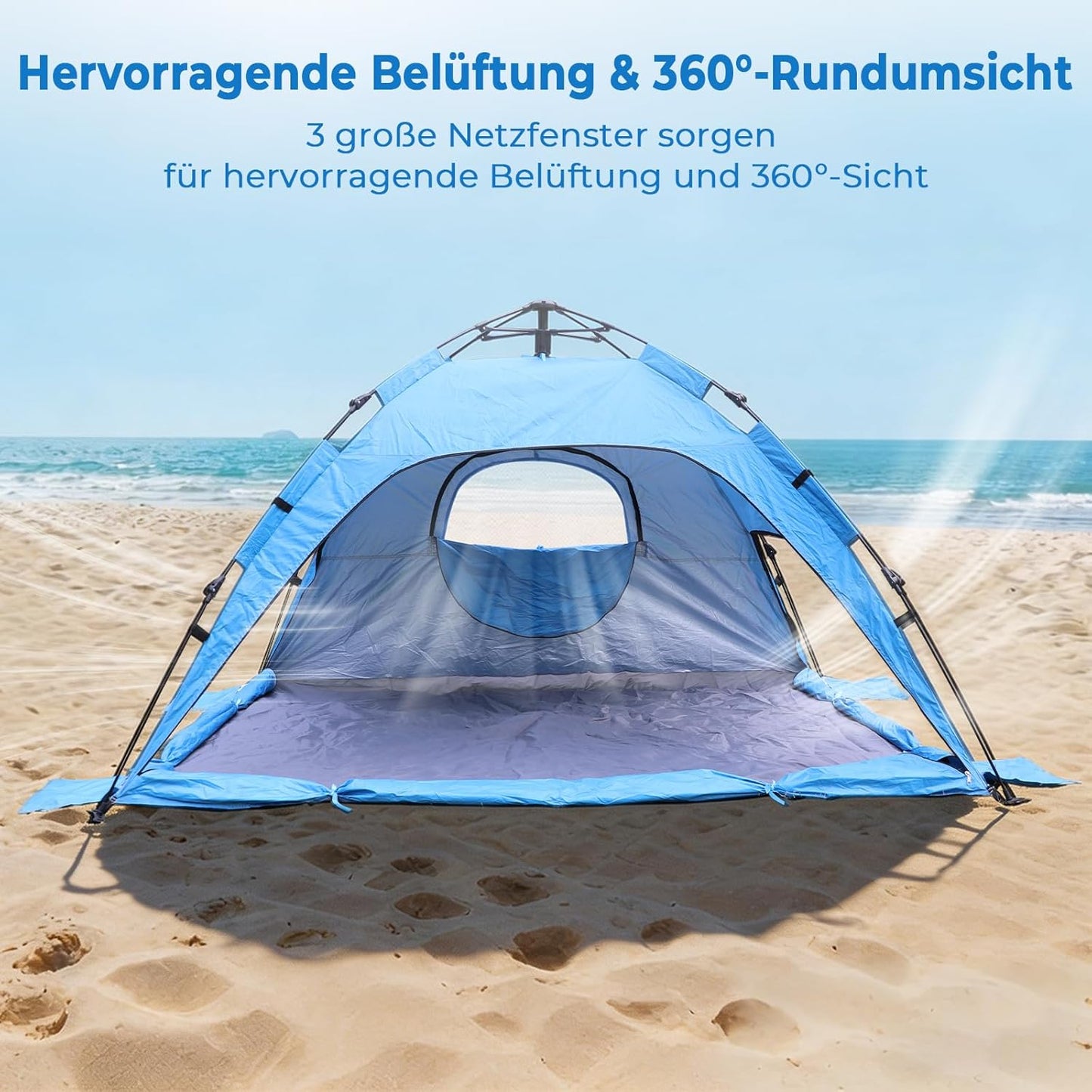 Pop Up Strandmuschel mit UV-Schutz 50+