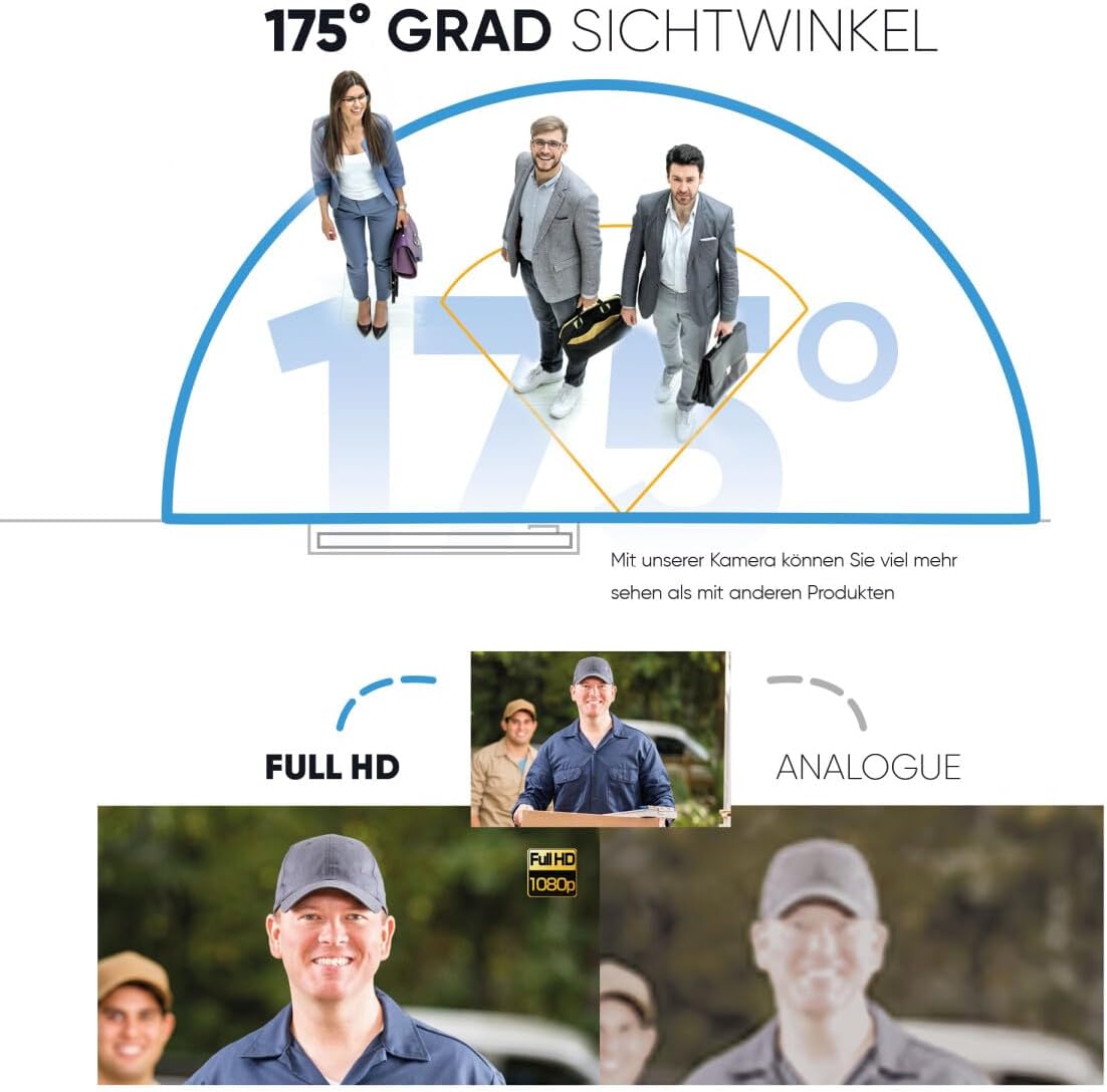 Video-Türklingel mit 2 Monitoren & Türöffner, Schwarz/Silber Ohne Wi-fi 2 Monitore