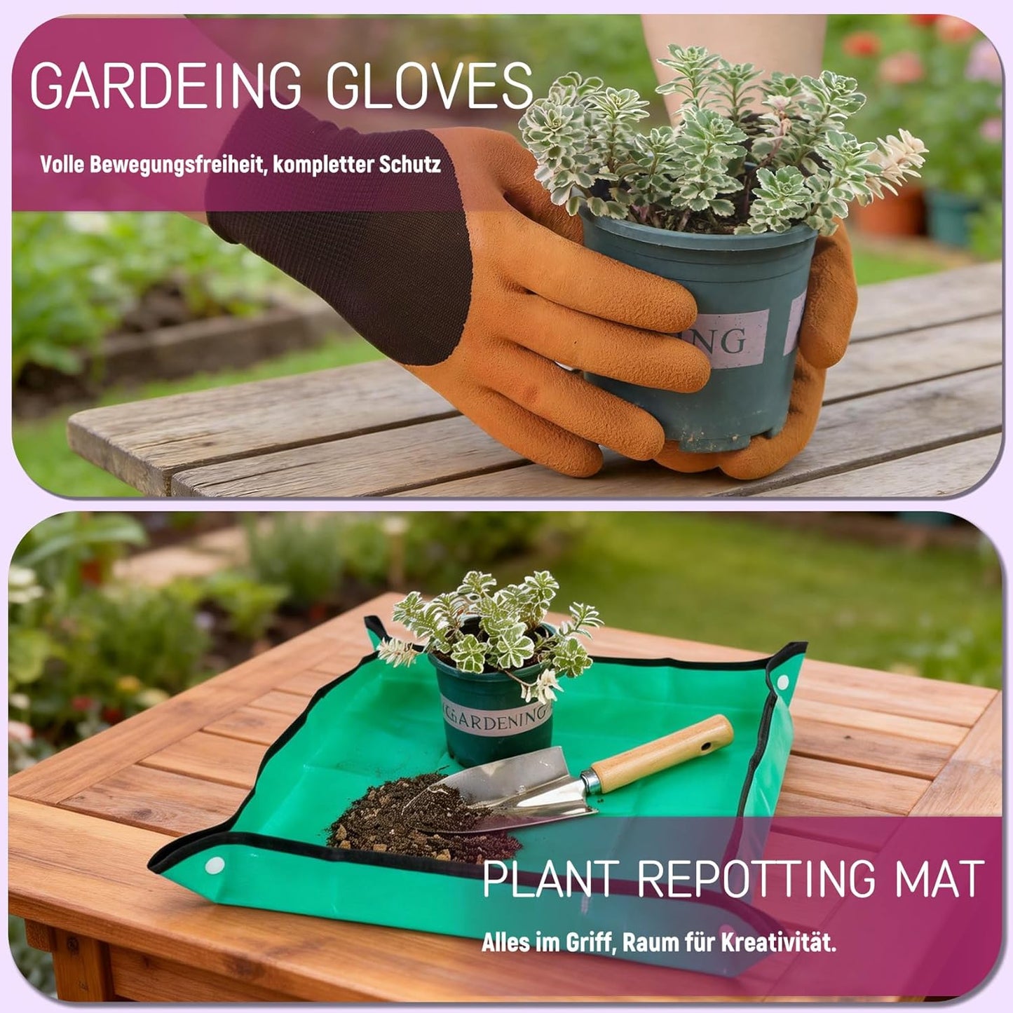 11-teiliges Gartenwerkzeug-Set mit Zubehör, Rosa