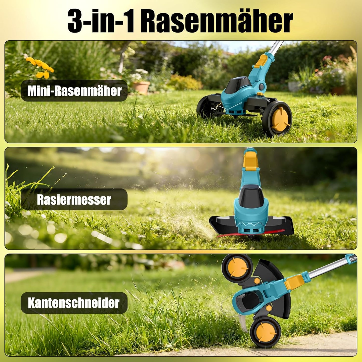 Akku-Rasentrimmer Set, Blau