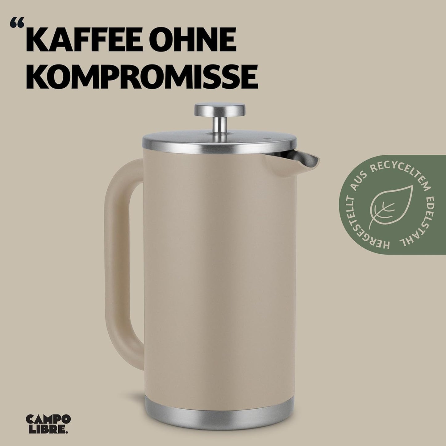 French Press, 1L, 1000ml Sandstone Beige