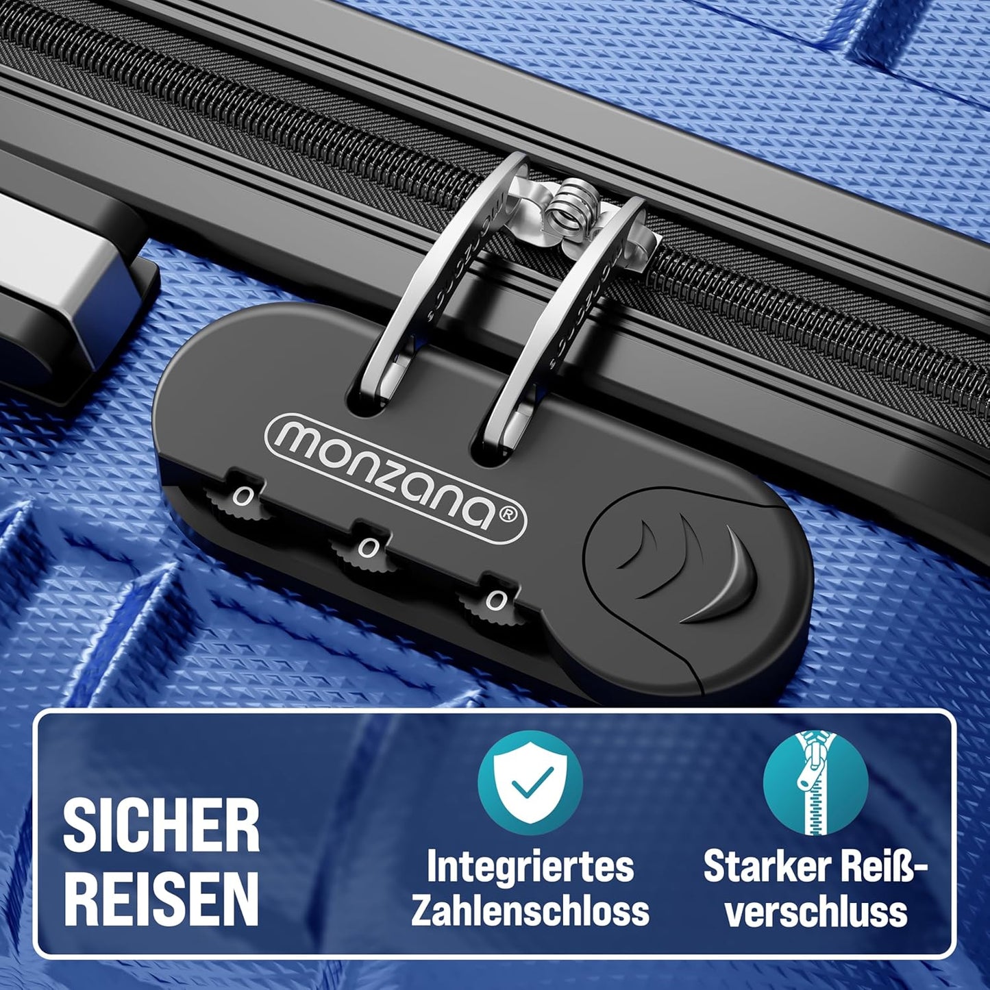 Hartschalenkoffer 4er Set mit Zubehör, Blau