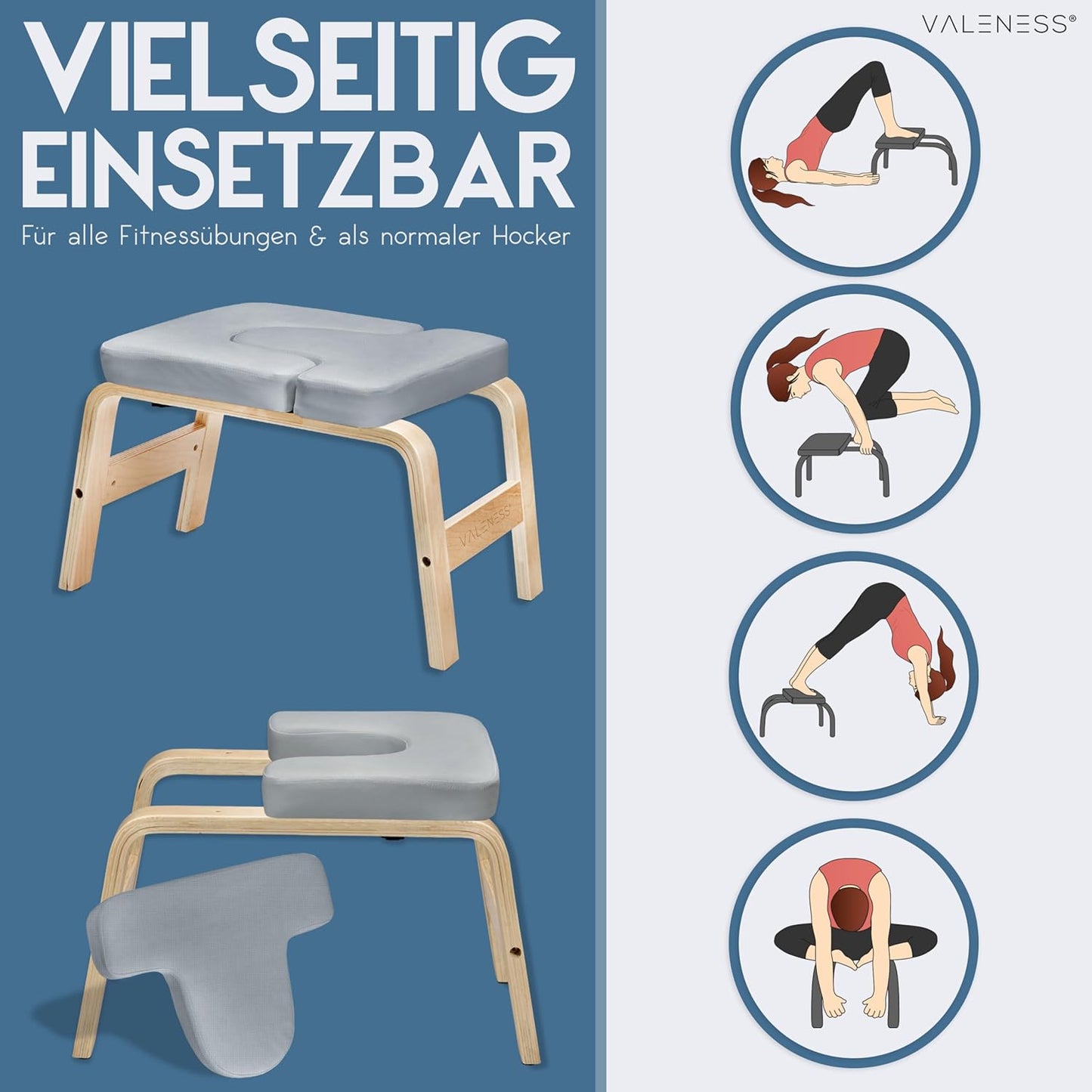 Kopfstandhocker, Textil Grau