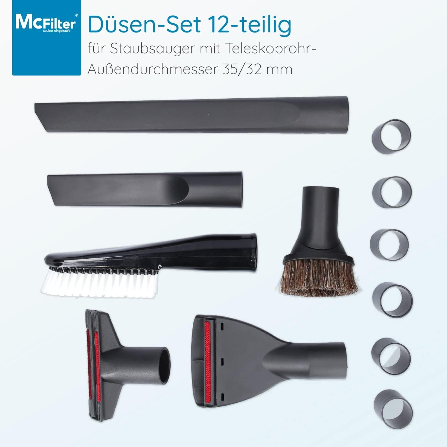 12-teiliges Düsenset mit Rohranschluss