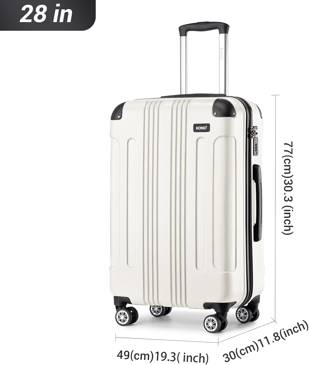 Grosser Hartschalenkoffer mit 4 Rollen, Beige Koffer XL