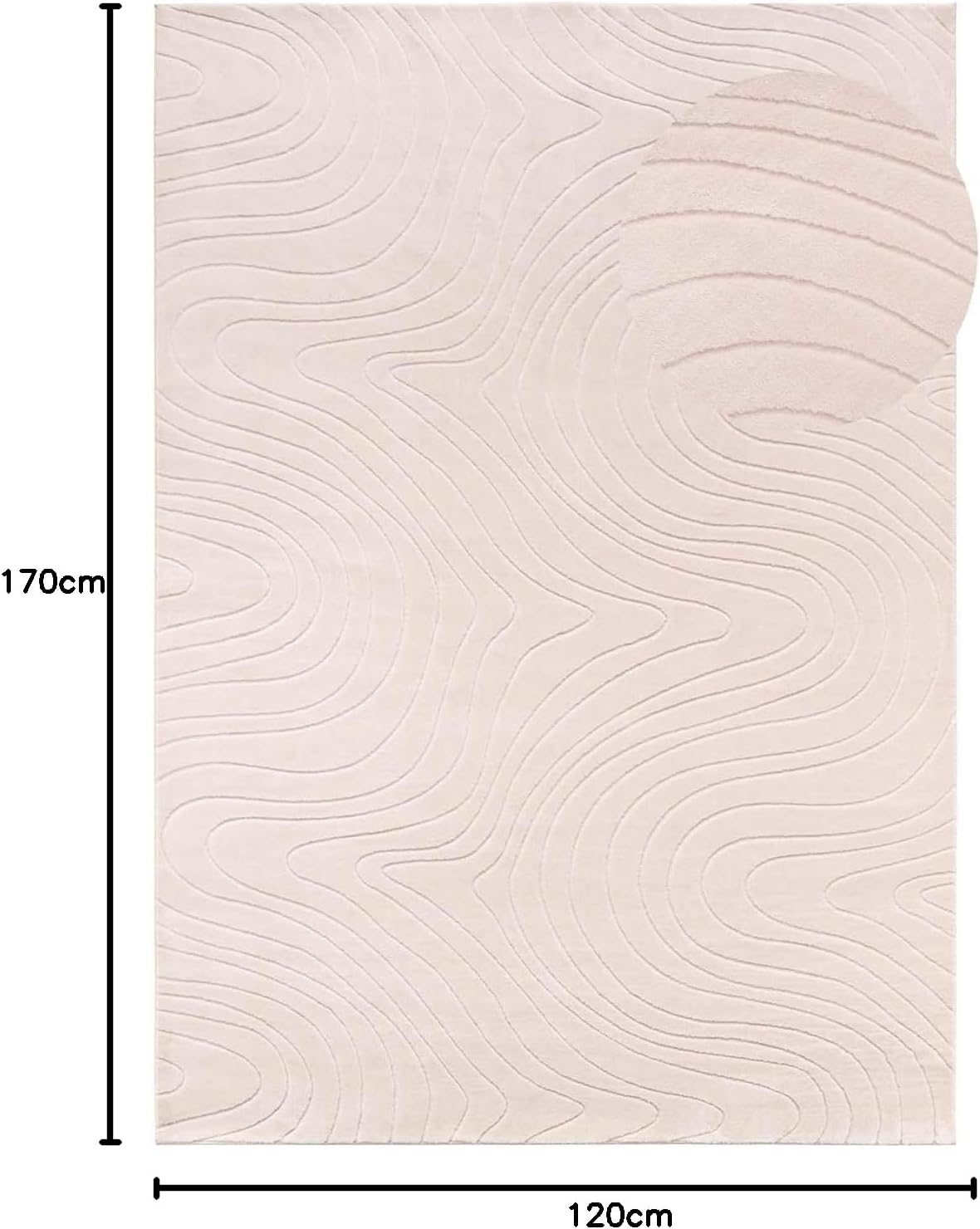 Rutschfeste Badematte, waschbar, Beige Abstrakte Wellen 120 x 170 cm (Rechteckig)