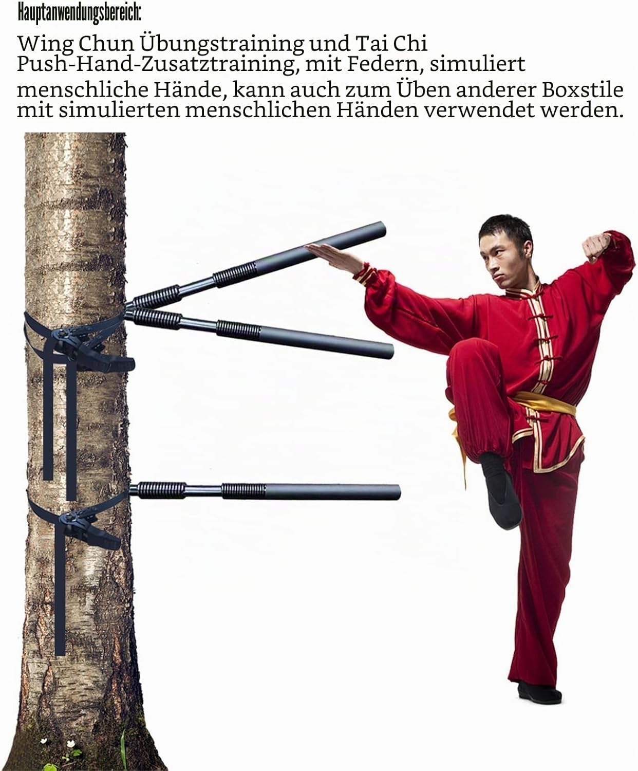 Wing Chun Trainingsdummy mit Federarm, 1 Spring Hand