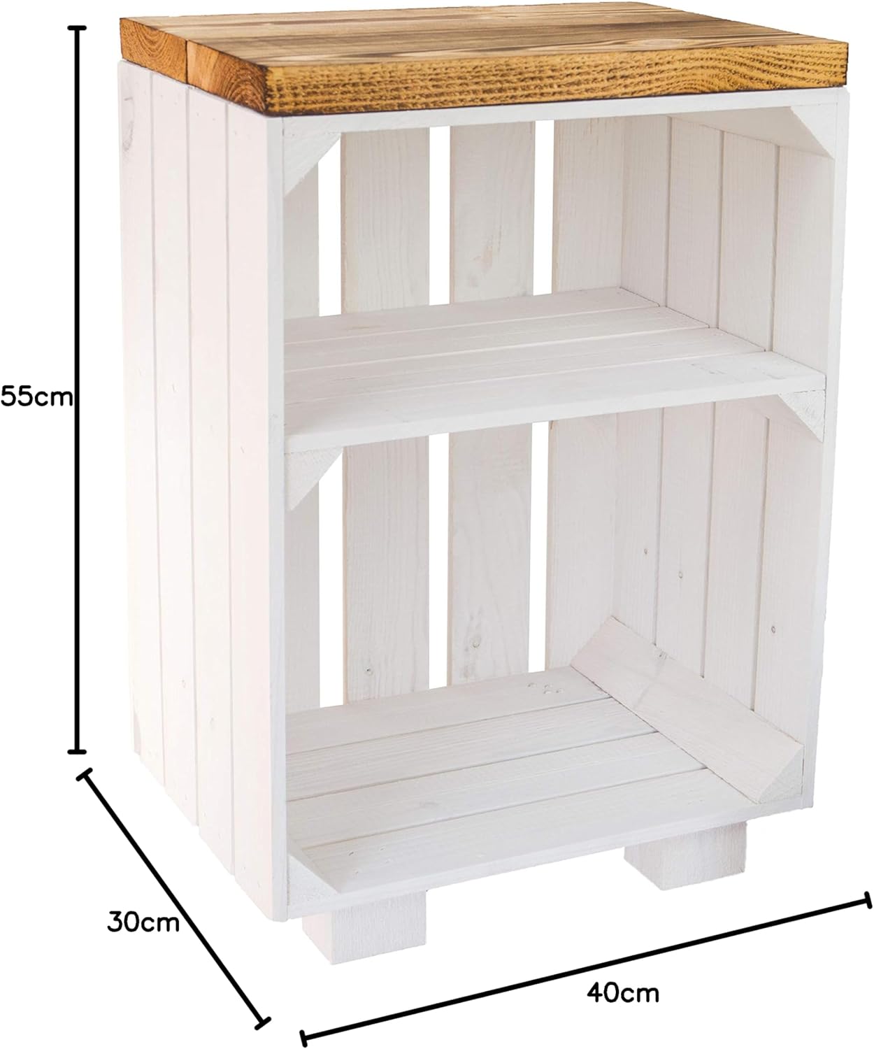 Abstelltisch mit Flaschenablage, Weiss mit Geflammten Planken
