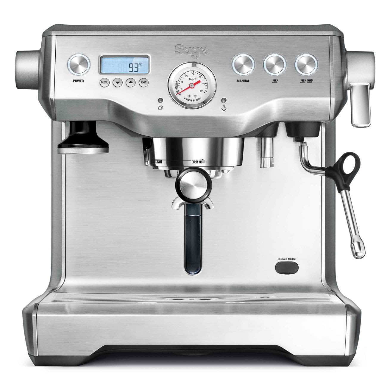 Dual Boiler Espressomaschine mit Milchaufschäumer, Gebürsteter Edelstahl