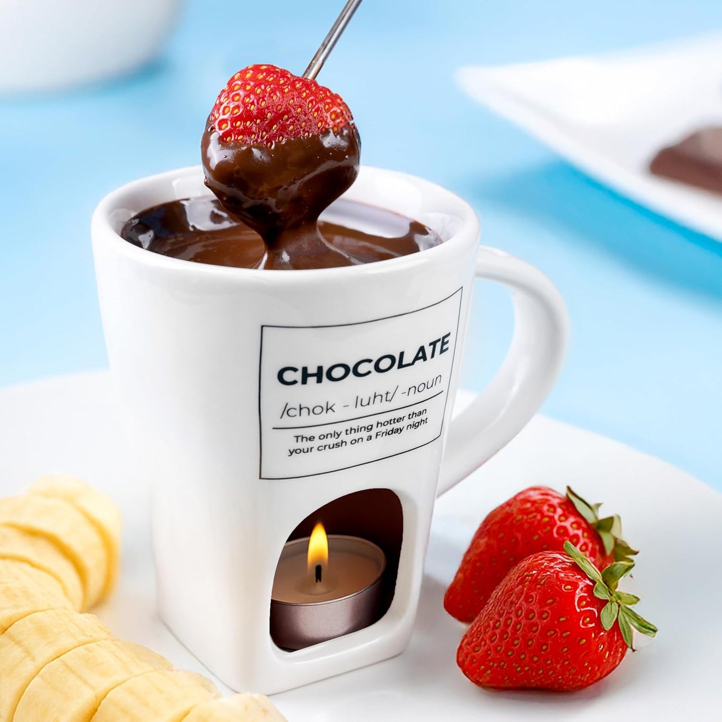 Fondue-Tasse für Schokolade und Käse, Chocolate, Weiß