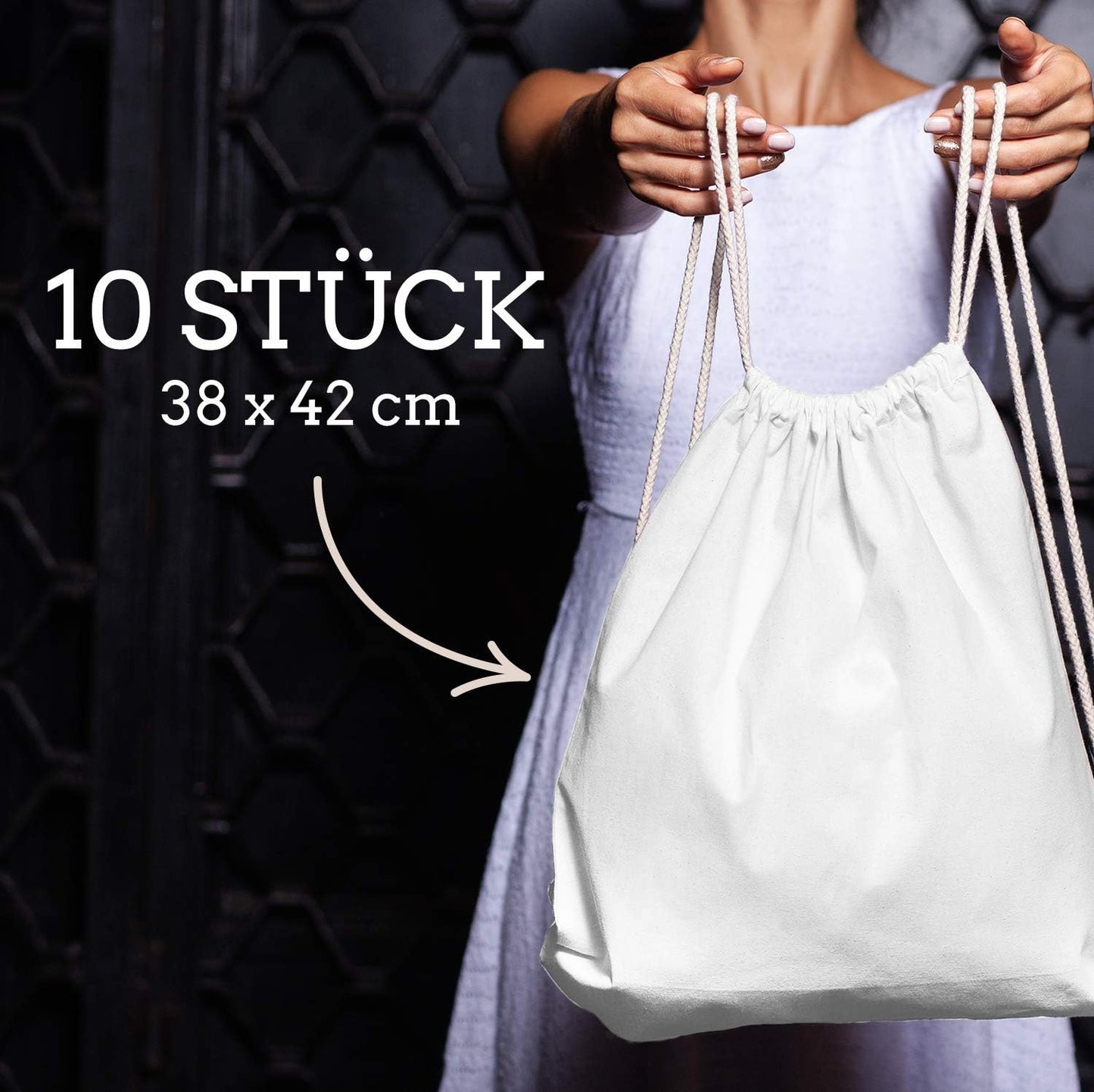 10er-Set Turnbeutel, Weiss 38 x 42 cm