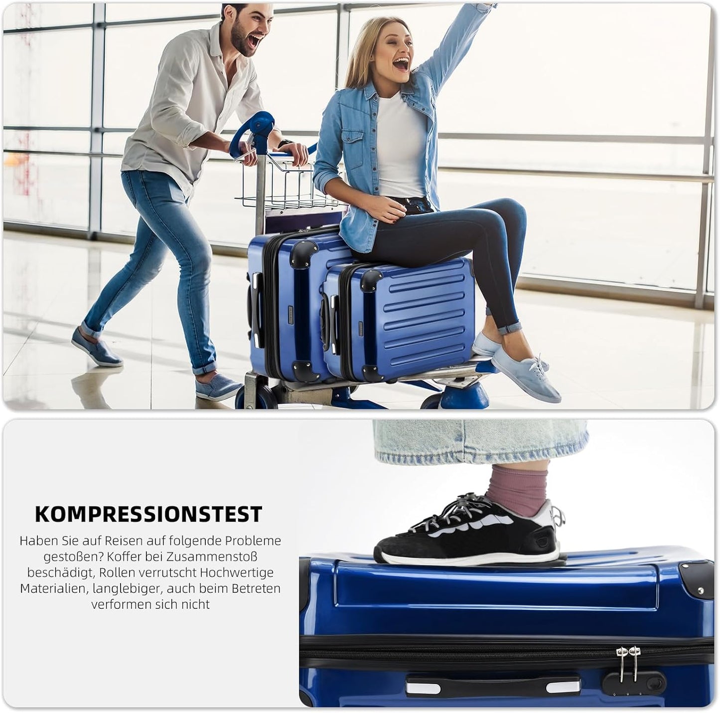 2048 Zwillingsrollen Hartschalenkoffer mit Dehnfuge, Blau L