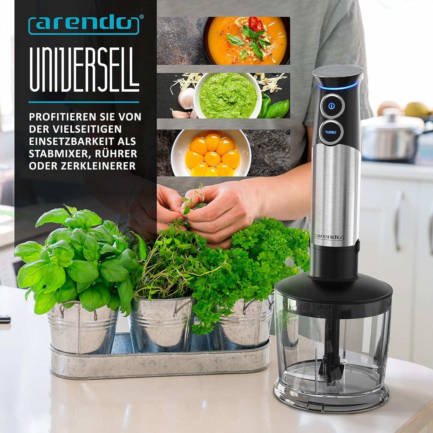 3-in-1 Stabmixer-Set mit Zubehör, A: 1500 Watt