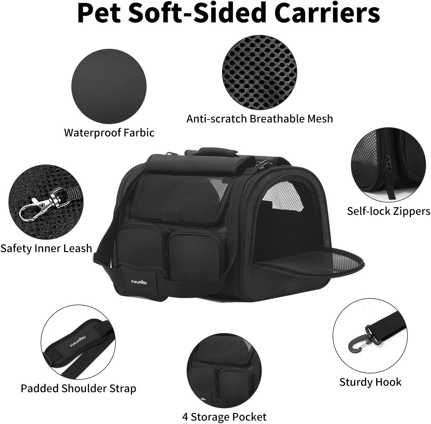 Transportbox für Katzen und Hunde, Schwarz