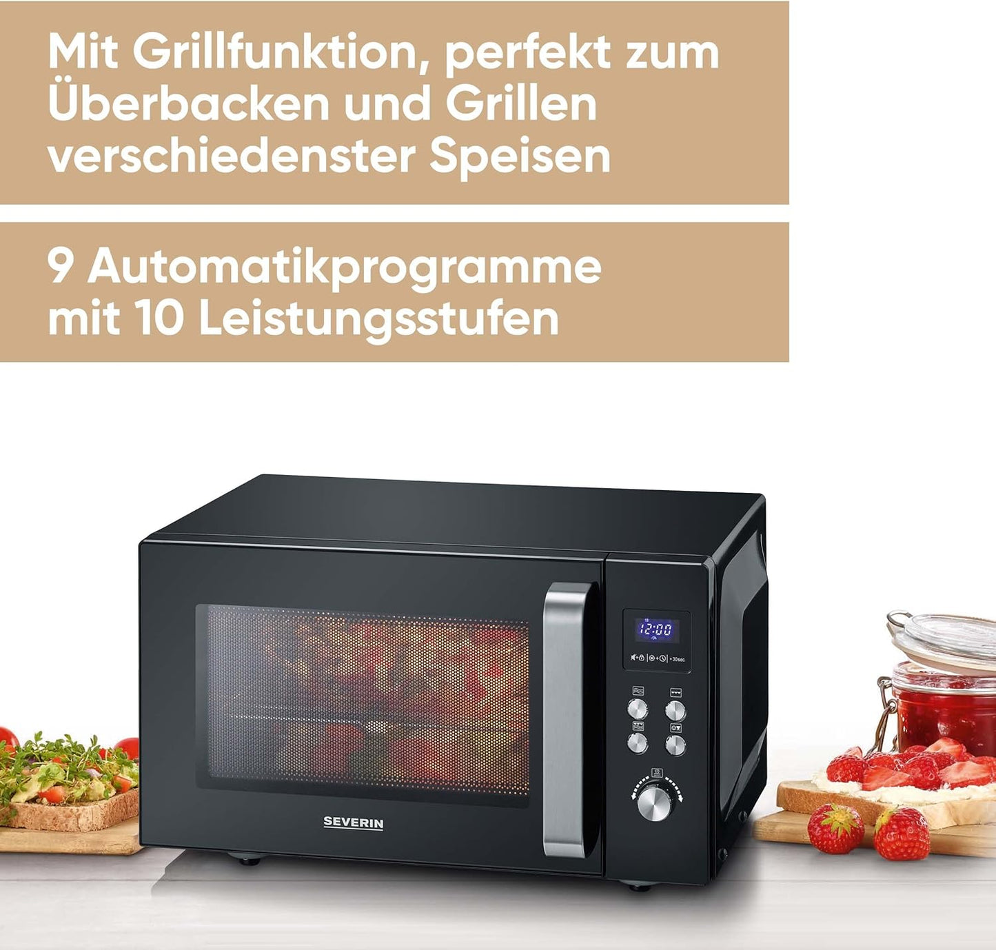 MW 7763 Mikrowelle mit Keramikboden, 25L, flacher Glasboden und Grillfunktion
