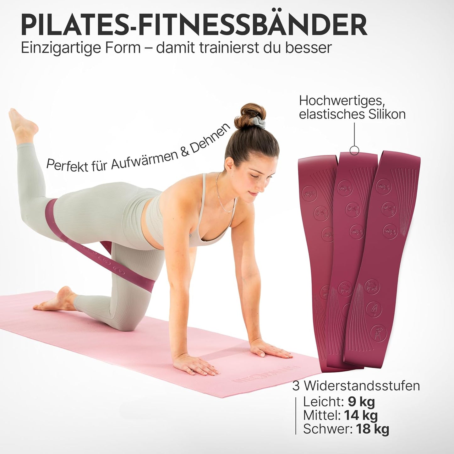 Pilates Zubehör-Set mit Ball, Ring & Hanteln, Berry Plus mit Matte