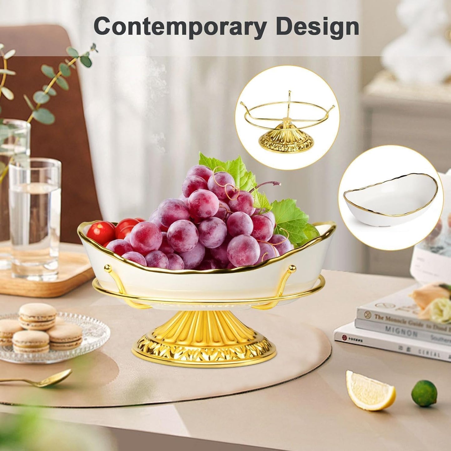 Obstschale mit Ständer, Gold