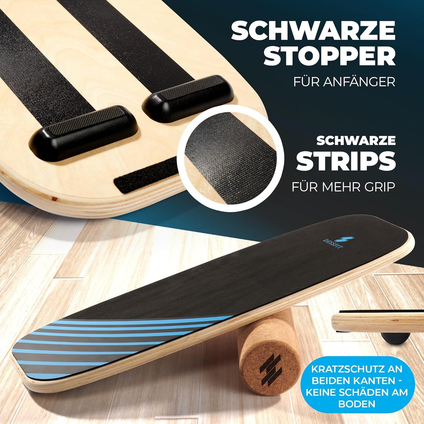 Balance Board mit Korkrolle für Gleichgewichtstraining, Balance Board Nature