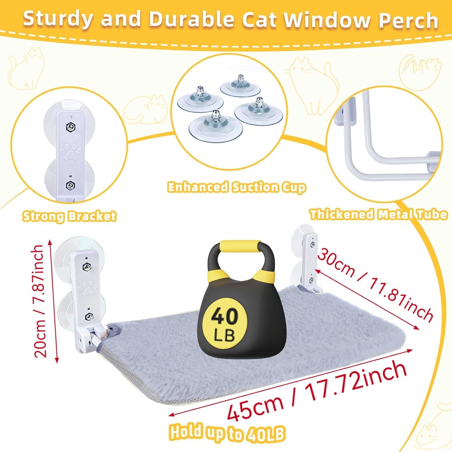 Katzenbett für Fenster, Hangematte katze-52*30cm-XL