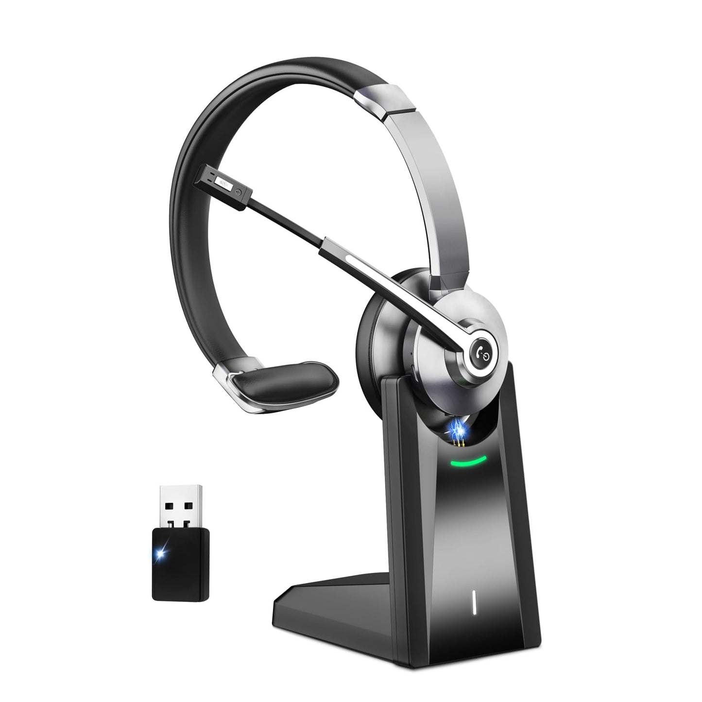 Bluetooth-Headset mit USB-Dongle & Ladestation, Black/grey