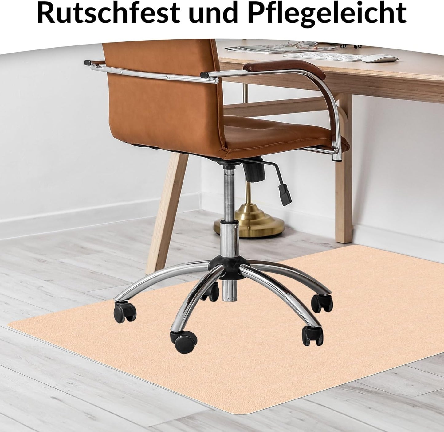 Selbsthaftende Bodenschutzmatte für Bürostuhl, 90 x 120 cm Creme