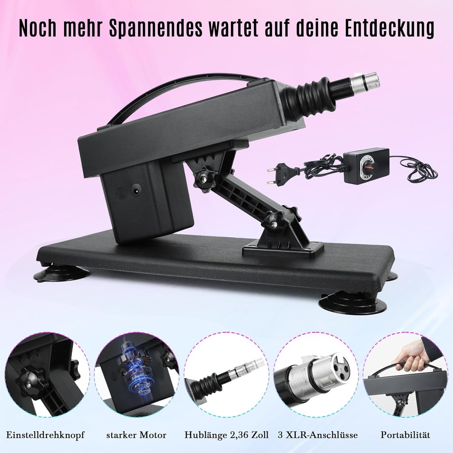Automatische Sexmaschine mit Saugnapfadapter, verstellbarer Geschwindigkeit und Winkel