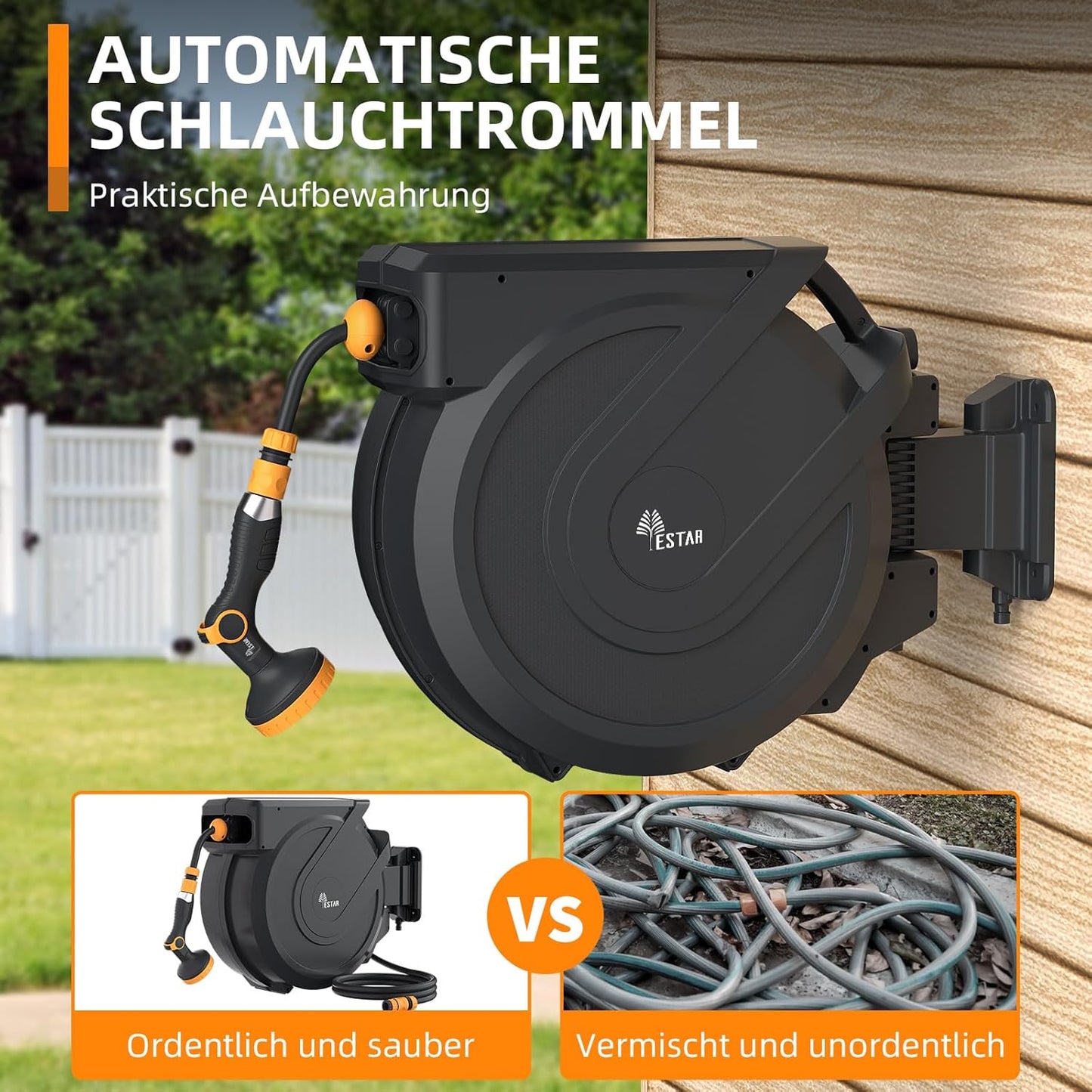 Schlauchtrommel mit Aufroll-Automatik 30m
