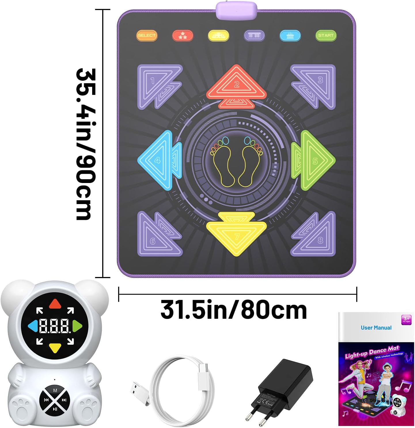 Tanzmatte mit Bluetooth-Musikplayer für Kinder, Mehrfarbig A