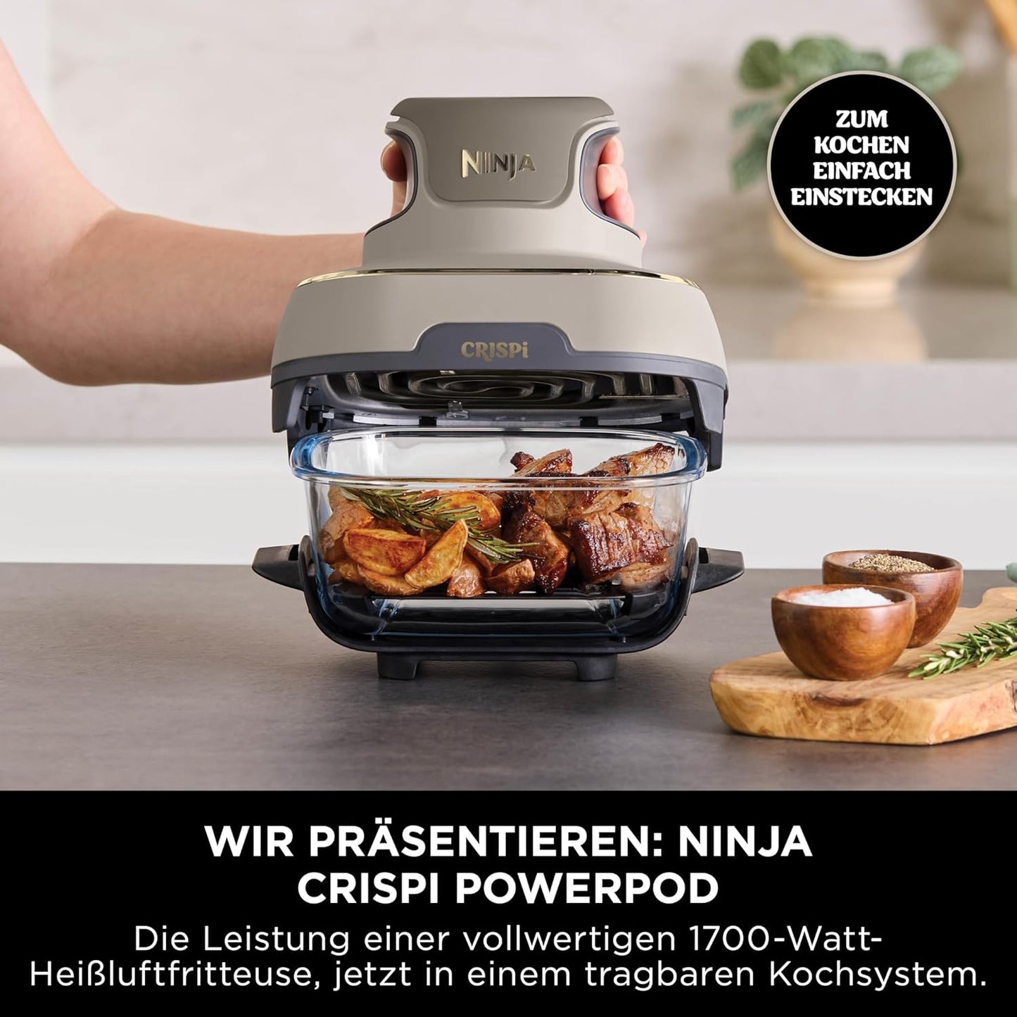 Crispi Power Pod 4-in-1 Airfryer, FN101EUSTGD, Stone Gold