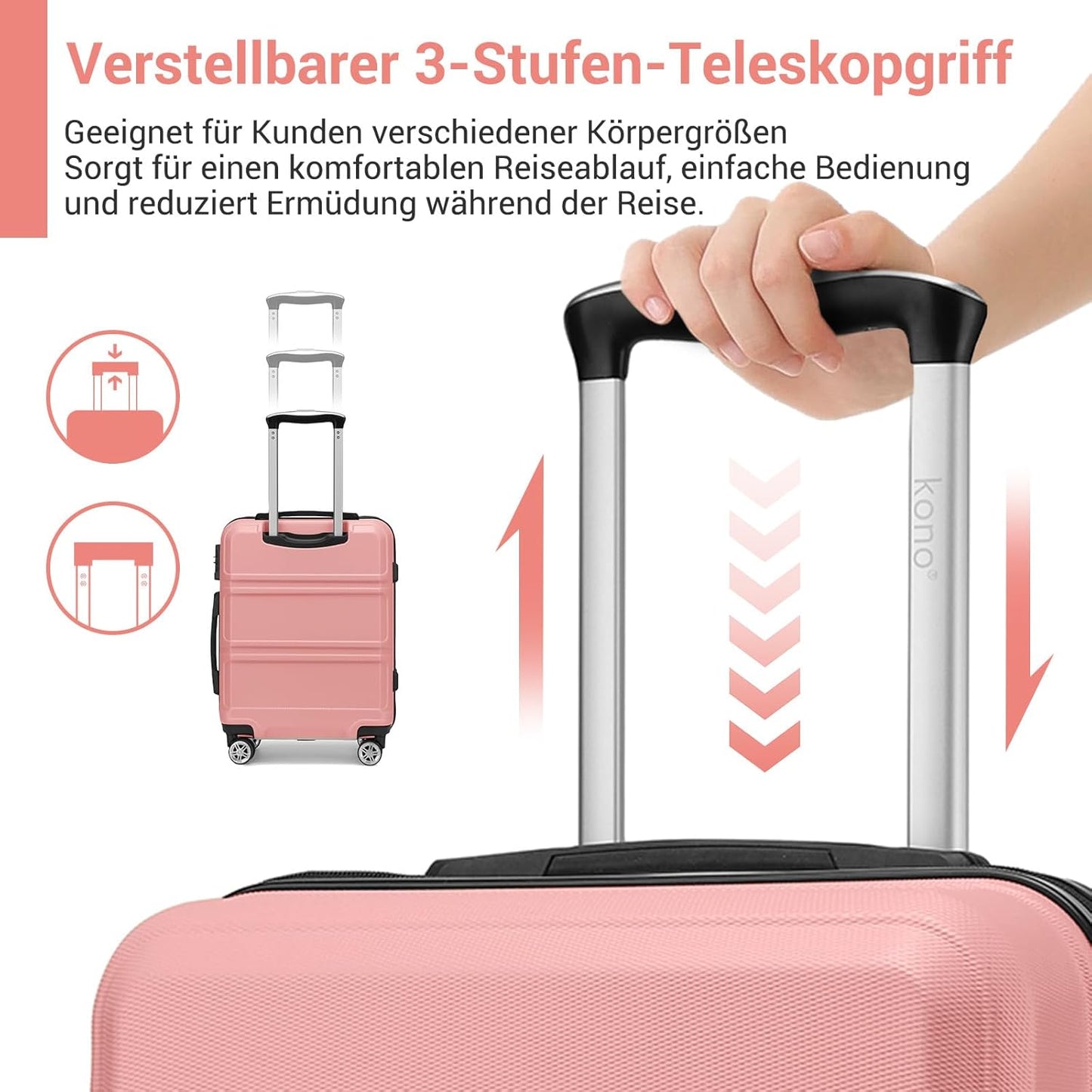 Hartschalenkoffer mit TSA-Schloss, M (65cm) Rosegold