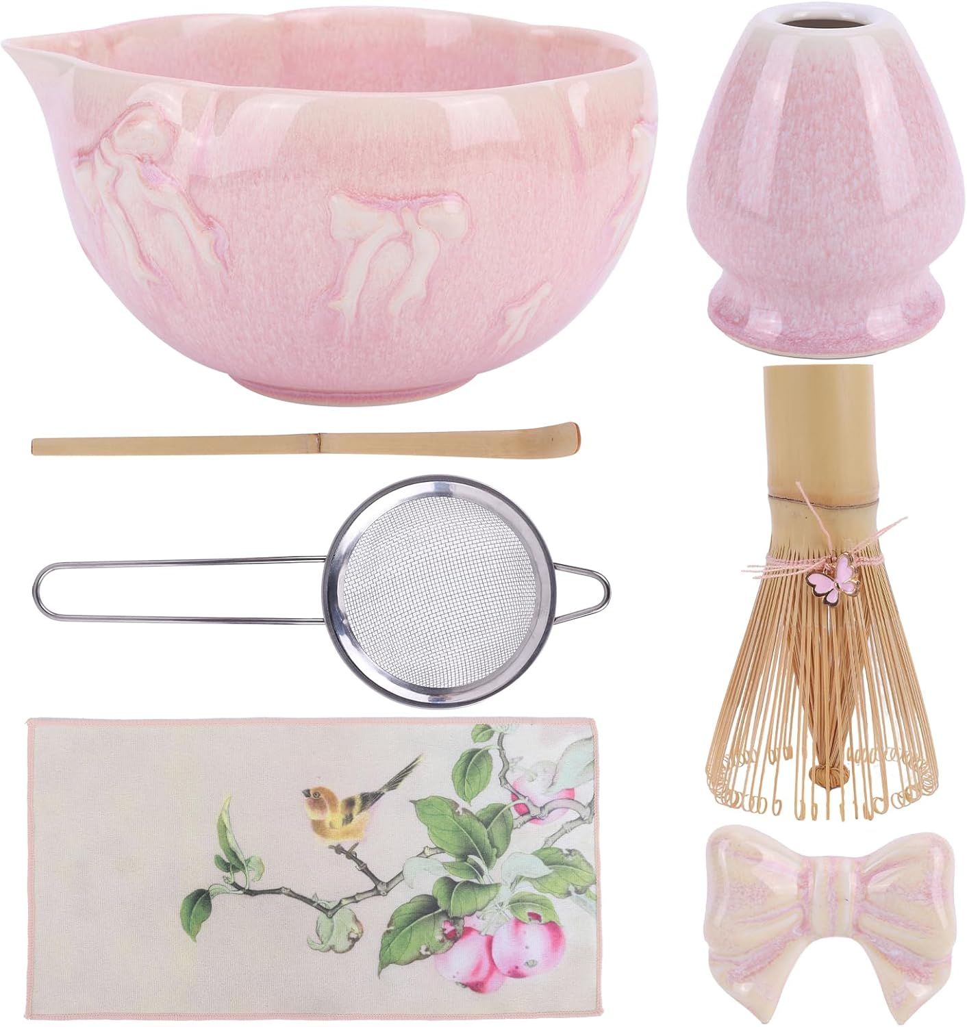 7-teiliges Matcha Tee-Set mit Bambusbesen