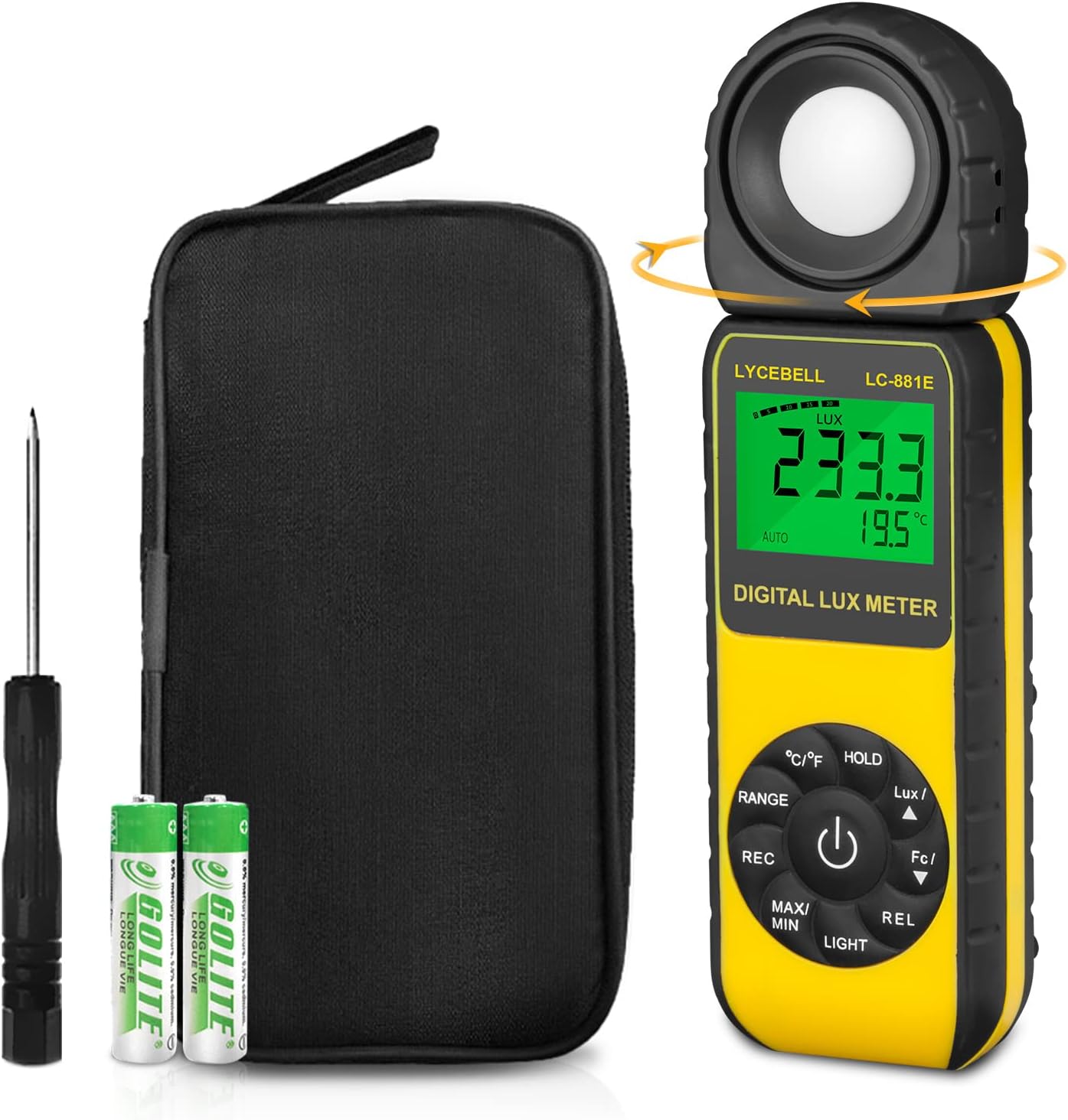 Digital Luxmeter LC-881E mit drehbarem Detektor, 300,000 Lux
