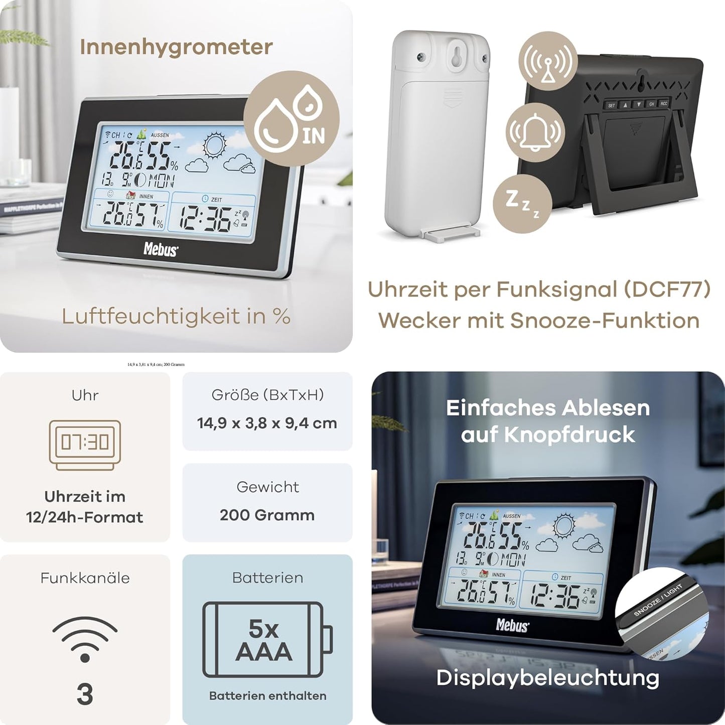 Wetterstation mit Aussensensor und Funkuhr 40917