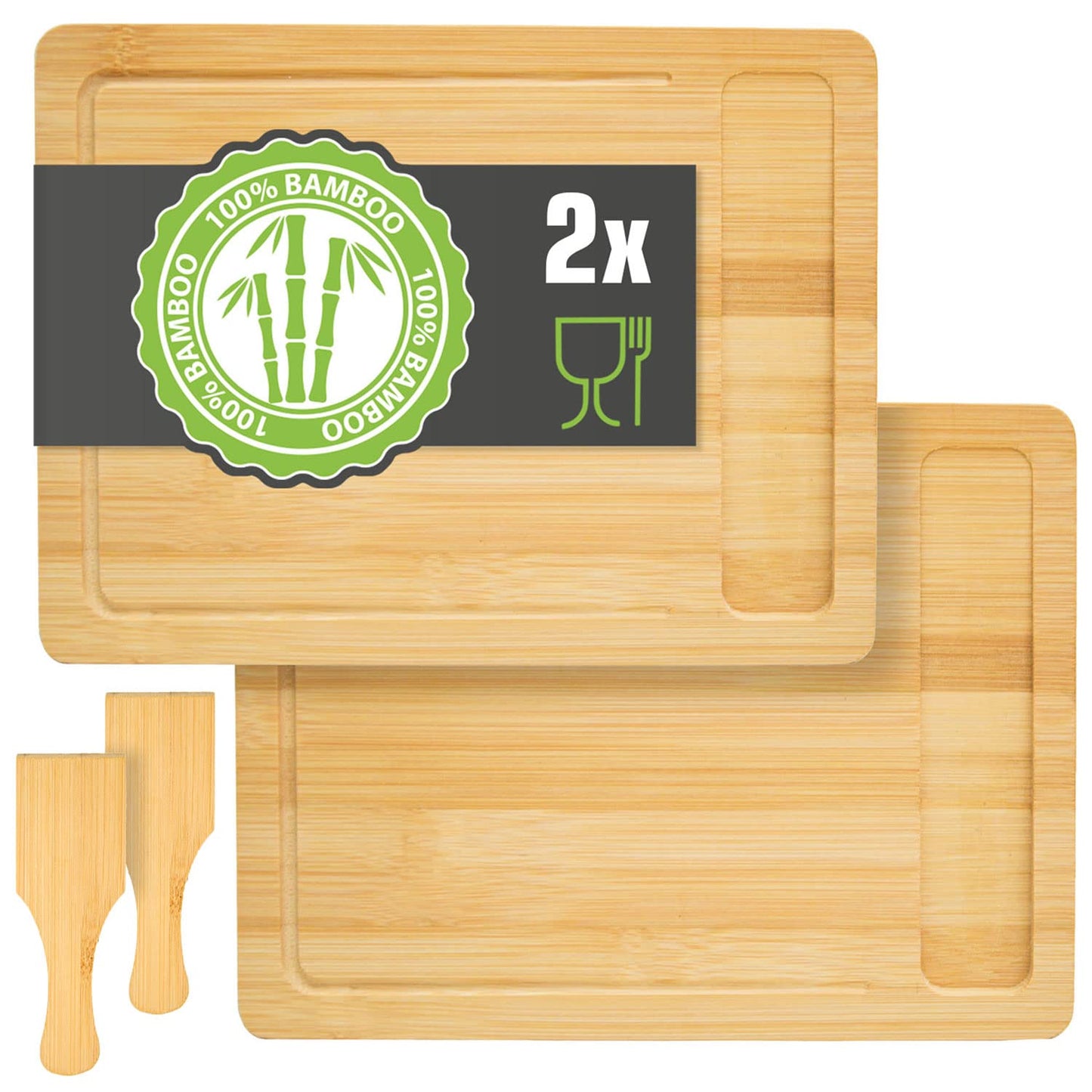 Raclette-Teller-Set für 2 Personen, 2er Set mit Spatel