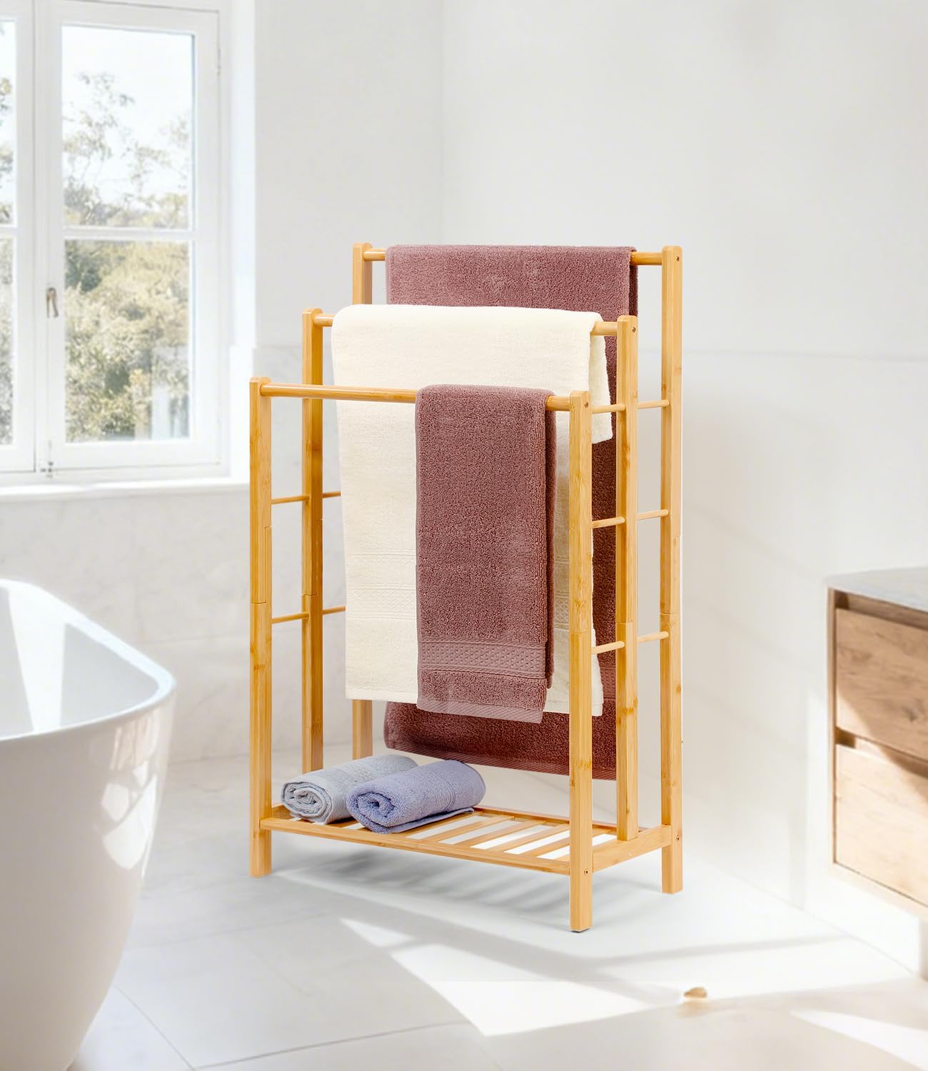 Handtuchständer mit Ablage, 96cm hoch