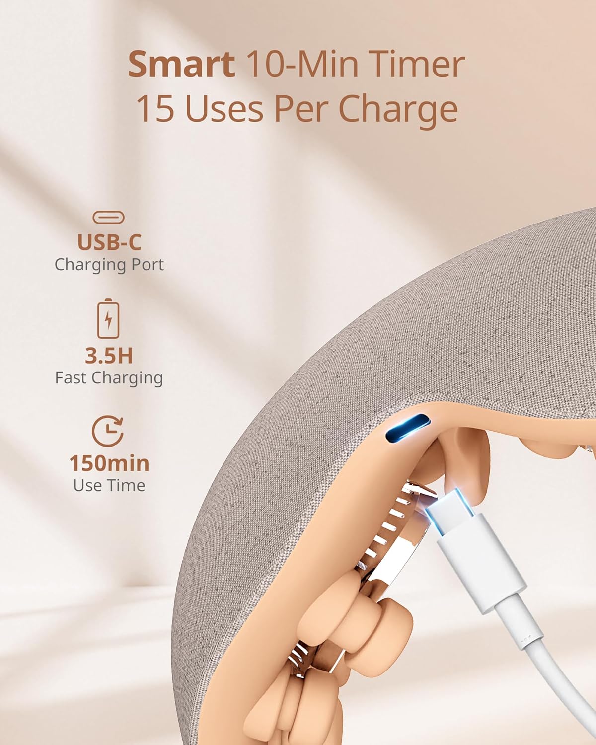 Augenmassagegerät mit Wärme, Kühlung & Bluetooth-Musik, Hellbraun