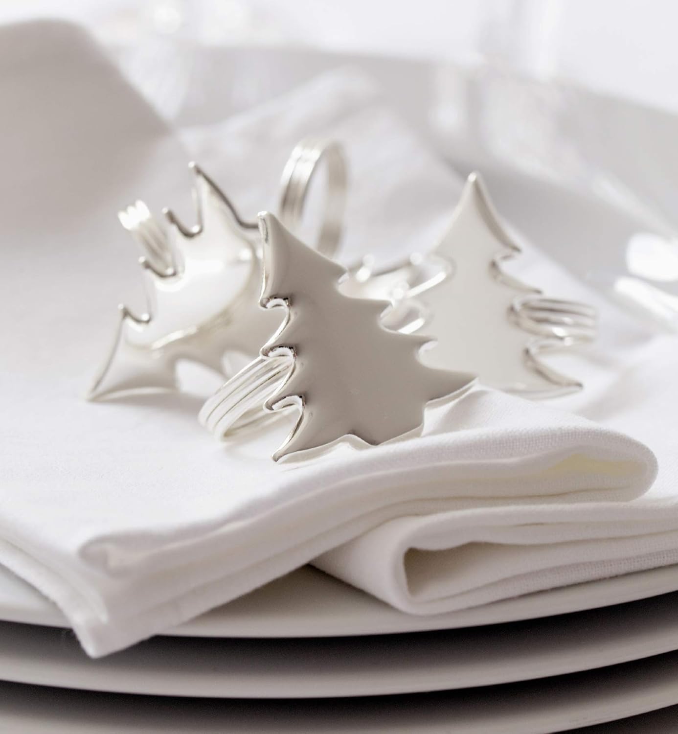 4er-Serviettenringe-Set mit Tannenbaum-Motiv
