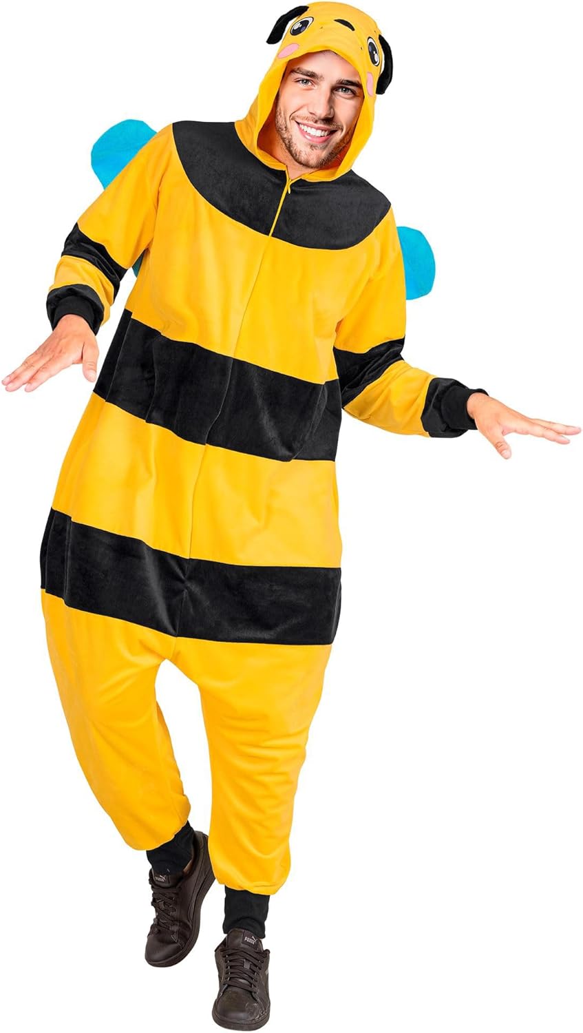 Biene Onesie Plüschkostüm, Biene Gelb S-M