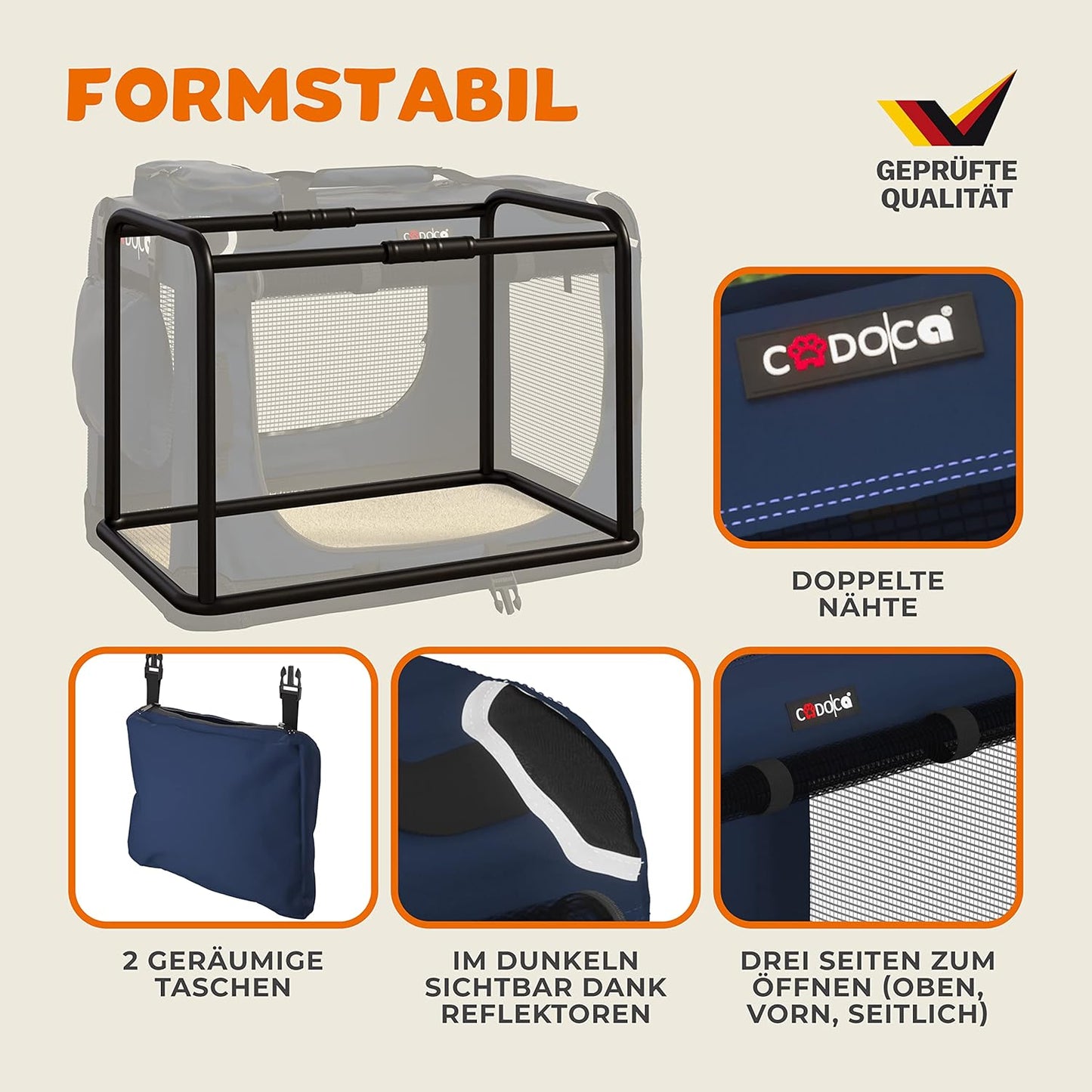 Hundetransportbox, L 60 x B 42 x H 44 cm Navy Blau