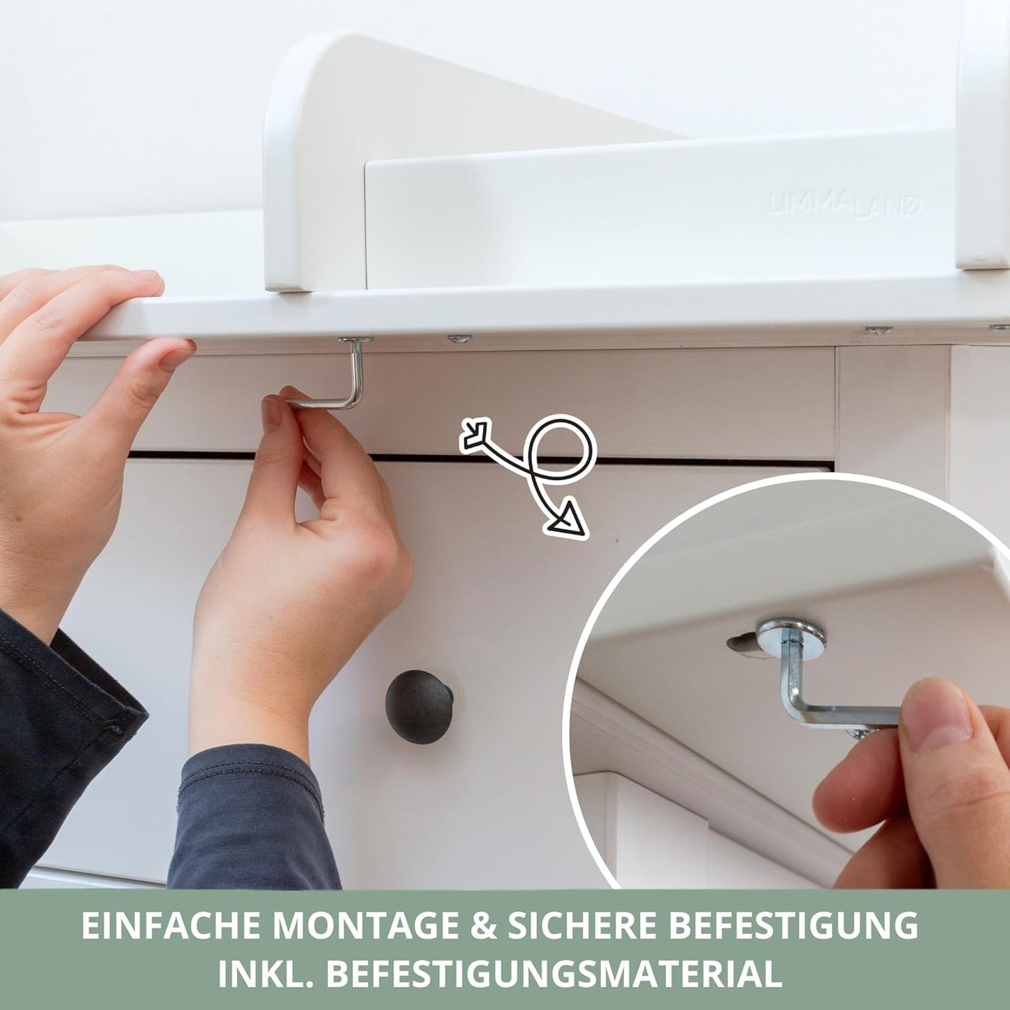 Wickelaufsatz-Set für IKEA HEMNES (3-teilig), Pure Beige 108 cm Aufsatz & Auflage