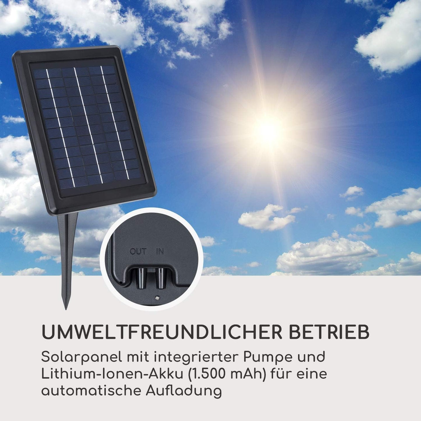 Solar-Bewässerungssystem für bis zu 40 Pflanzen, schwarz inkl. Solarpanel