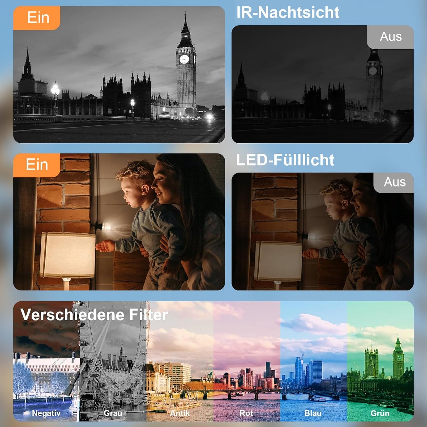 8K Vlogging Camcorder mit Nachtsicht, Mikrofon, Stabilisator und Fernbedienung, Tiefschwarz