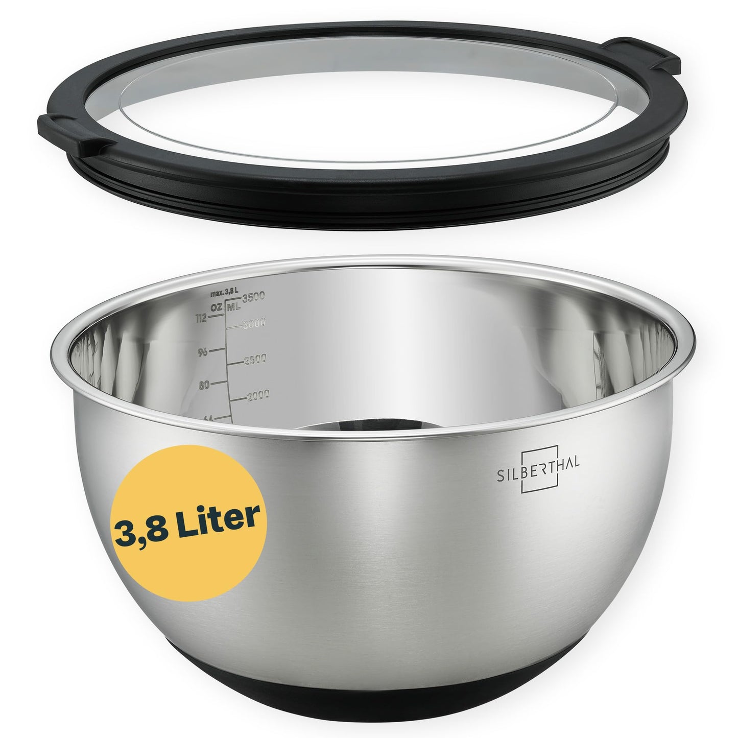 Edelstahl Rührschüssel mit Deckel (3,8l), 3,8l