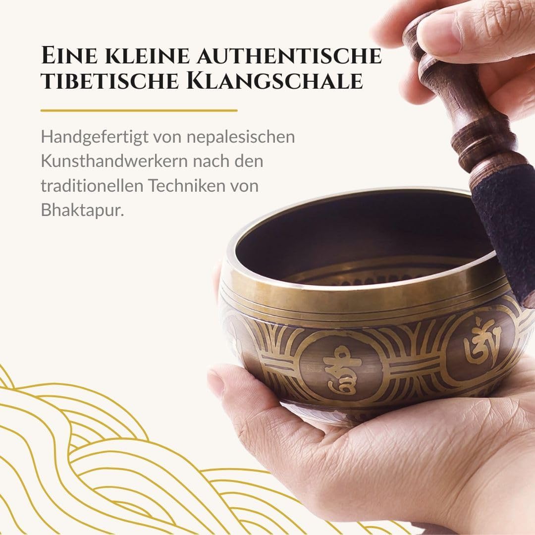 Meditationsschale mit Kissen und Holzhammer, Kleine Schüssel
