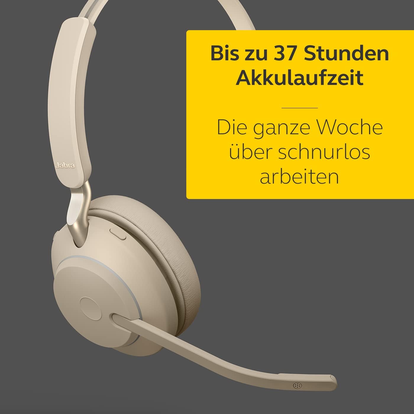 Evolve2 65 Wireless PC Headset mit Ladestation, Beige Mono Dongle USB-C+Support Optimiert für Microsoft Teams